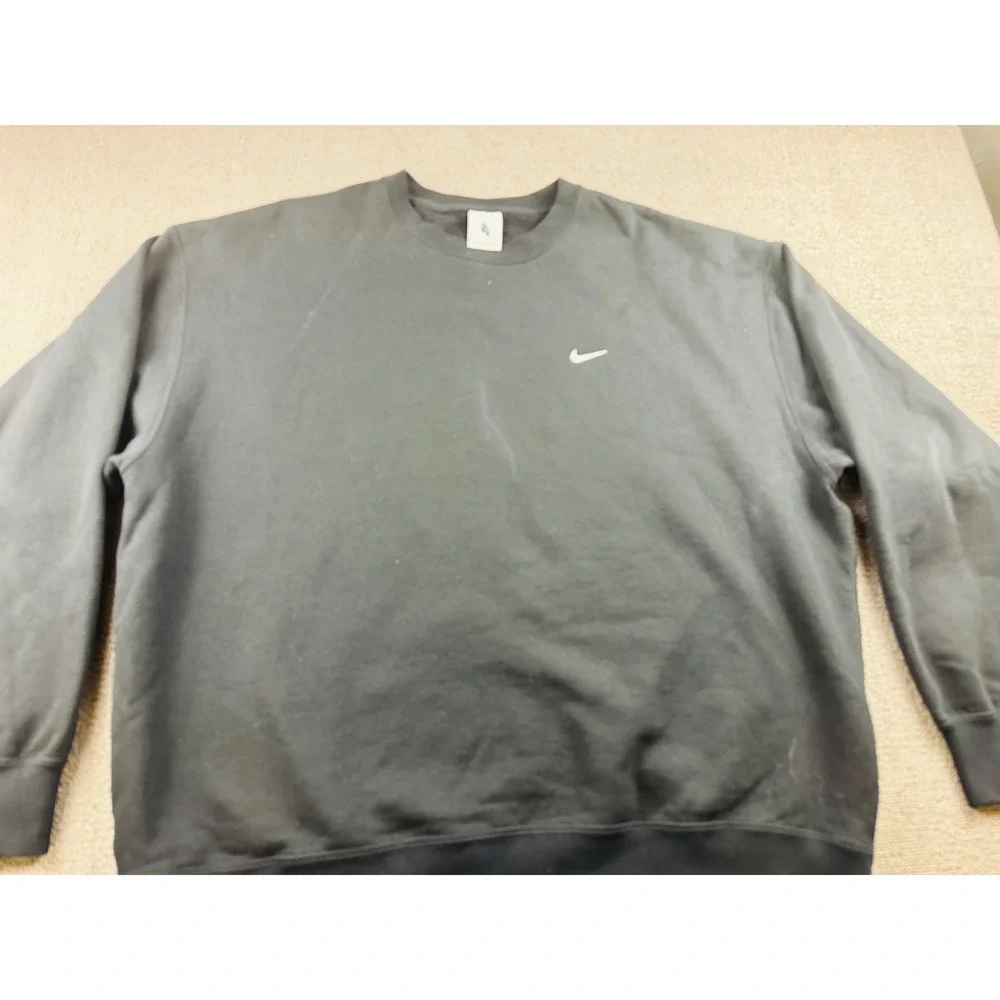 Nike Solo Swoosh Fleece Crew Sweatshirt Men XL Gray Heather Oversized Athleisure